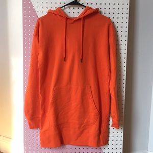 Forever 21 Orange hooded sweatshirt dress
